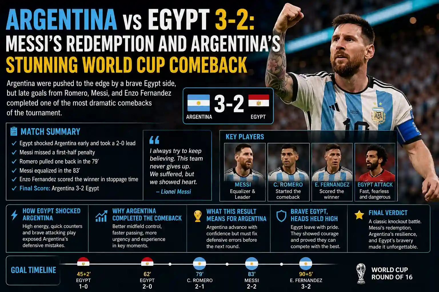 Argentina vs Mesir 3–2: